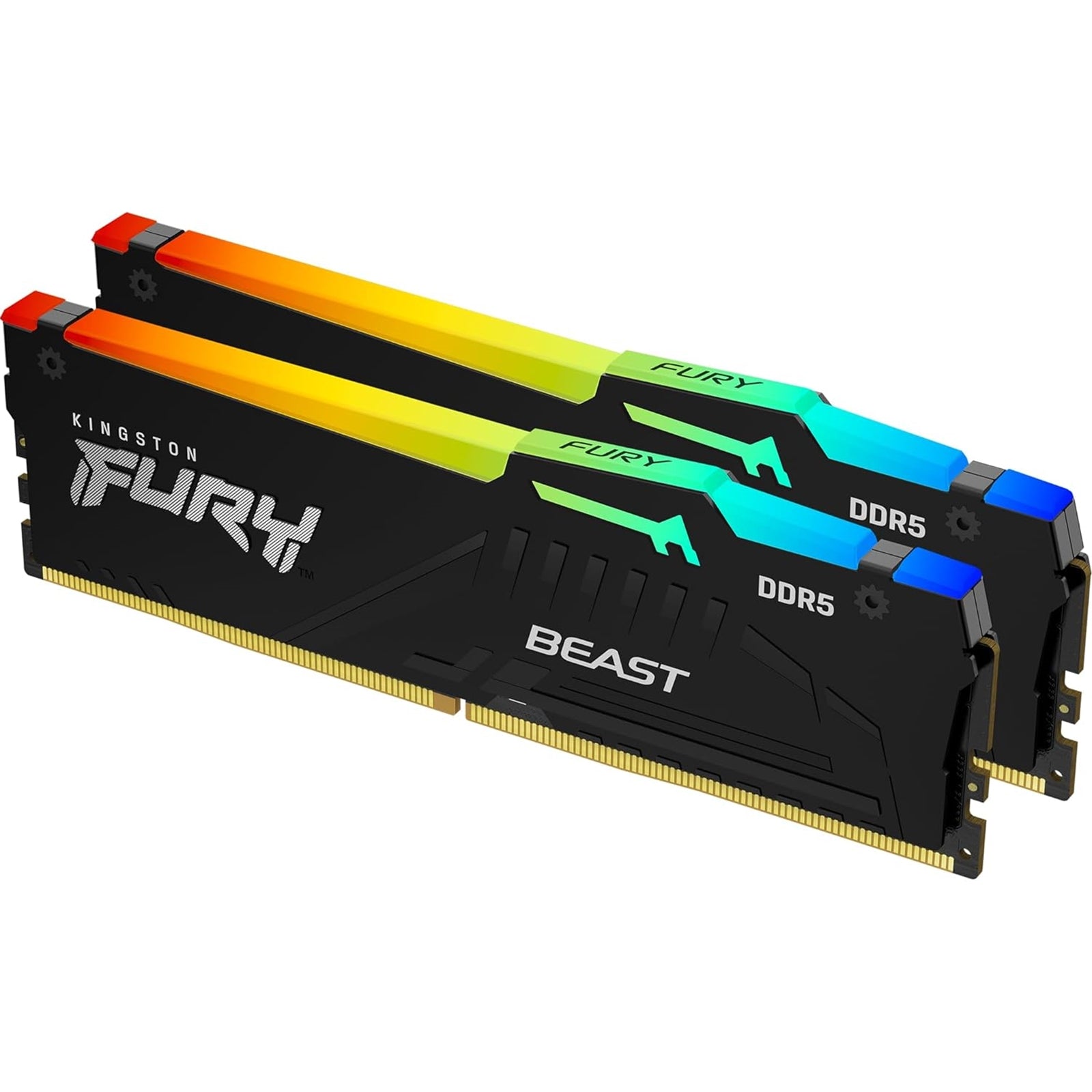 Kingston FURY Beast KF560C36BBE2AK2-32 RGB 32GB (2x16GB) System Memory, DDR5, 6000MHz, Black, 288 Pin, 1.35v, CL36, AMD EXPO Certified Kingston FURY Beast KF560C36BBE2AK2-32 RGB 32GB (2x16GB) System Memory, DDR5, 6000MHz, Black, 288 Pin, 1.35v, CL36, AMD EXPO Certified
